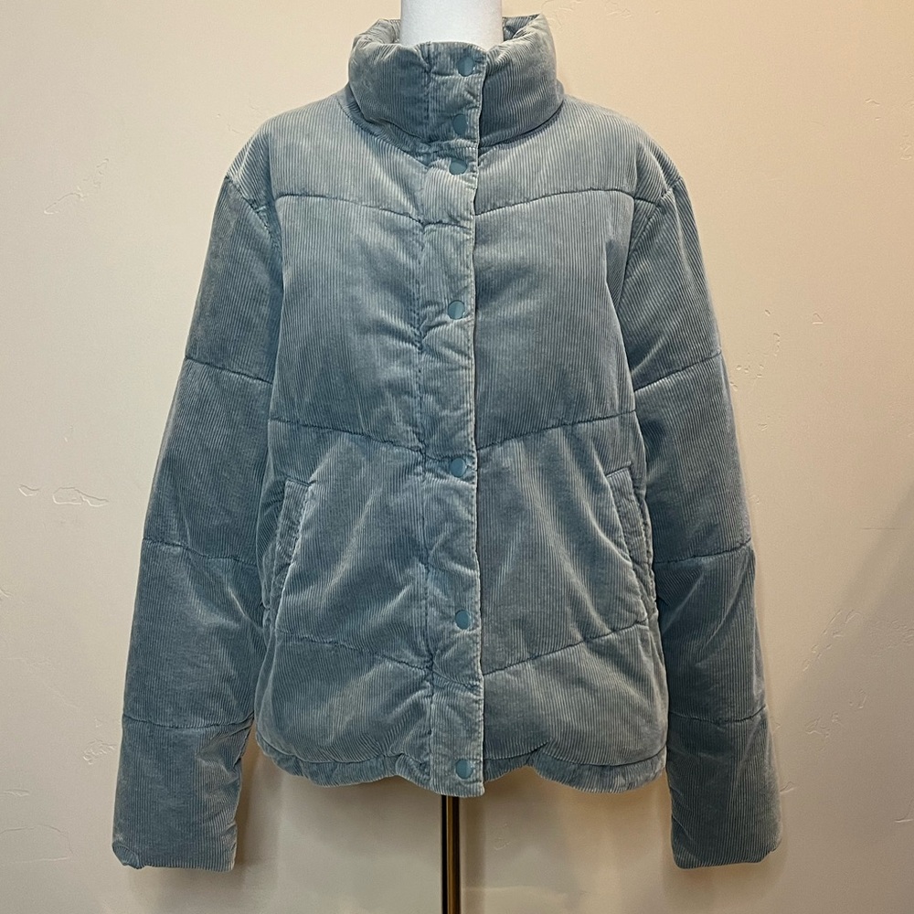Splendid Corduroy Light Blue Puffer Jacket